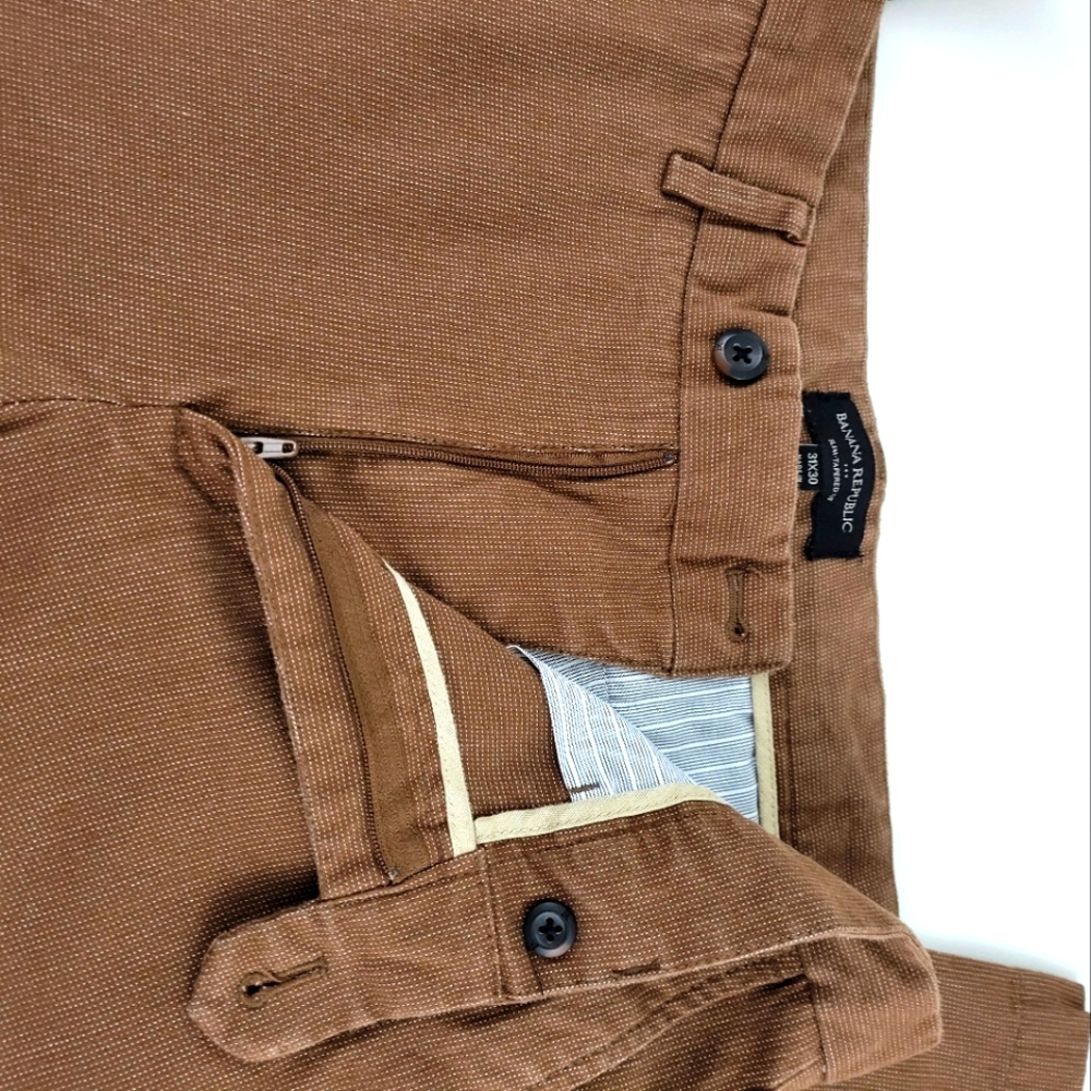 BANANA REPUBLIC Slim Tapered Fit Men's Brown Pants Size 31×30 - Picture 5 of 7